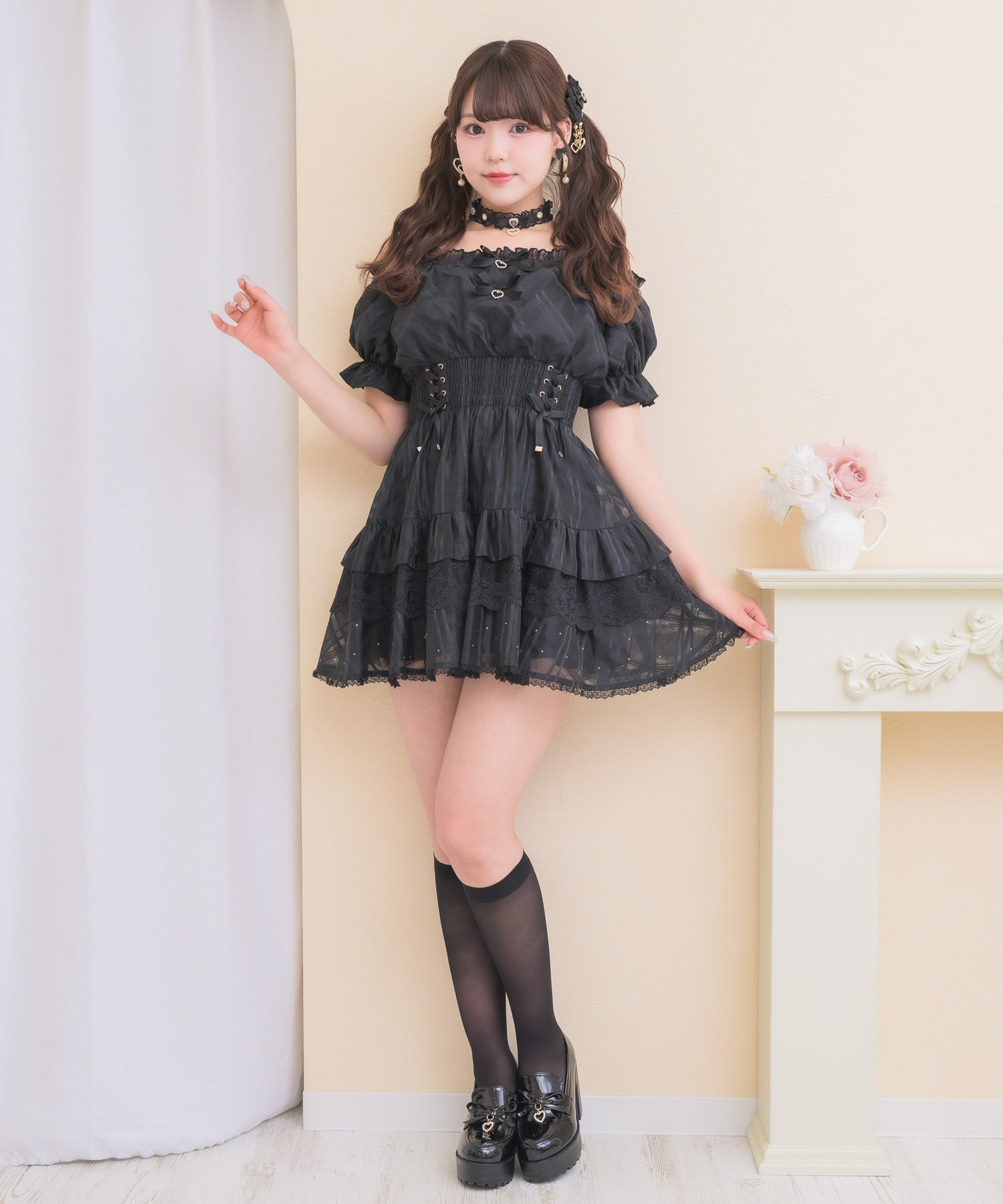 シアーチェックオフショルミニワンピース | Rlab store