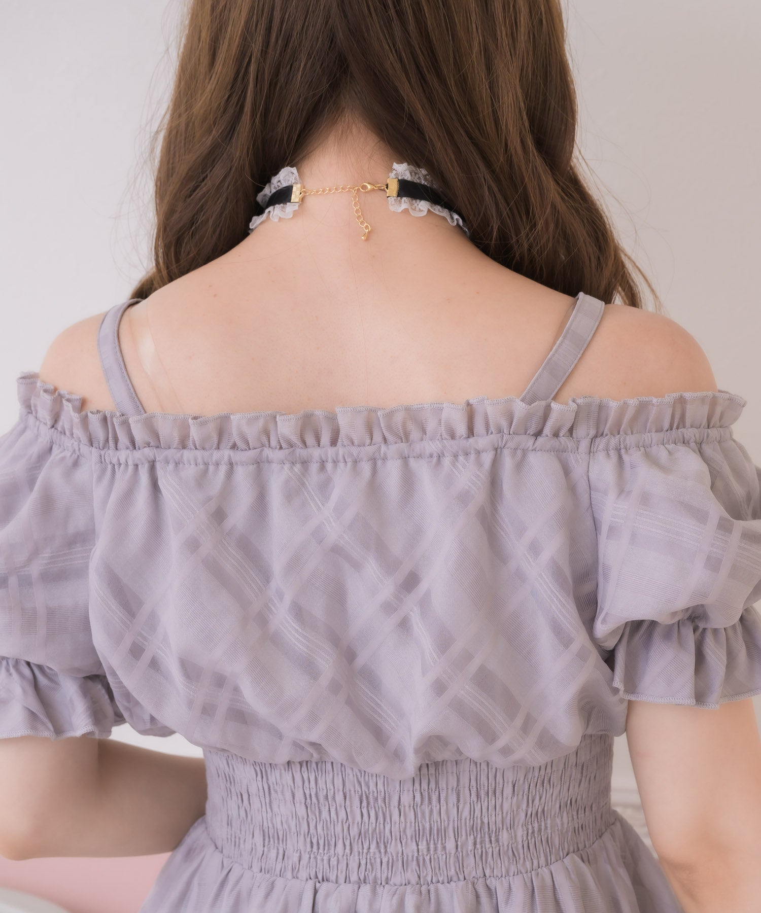 シアーチェックオフショルミニワンピース | Rlab store