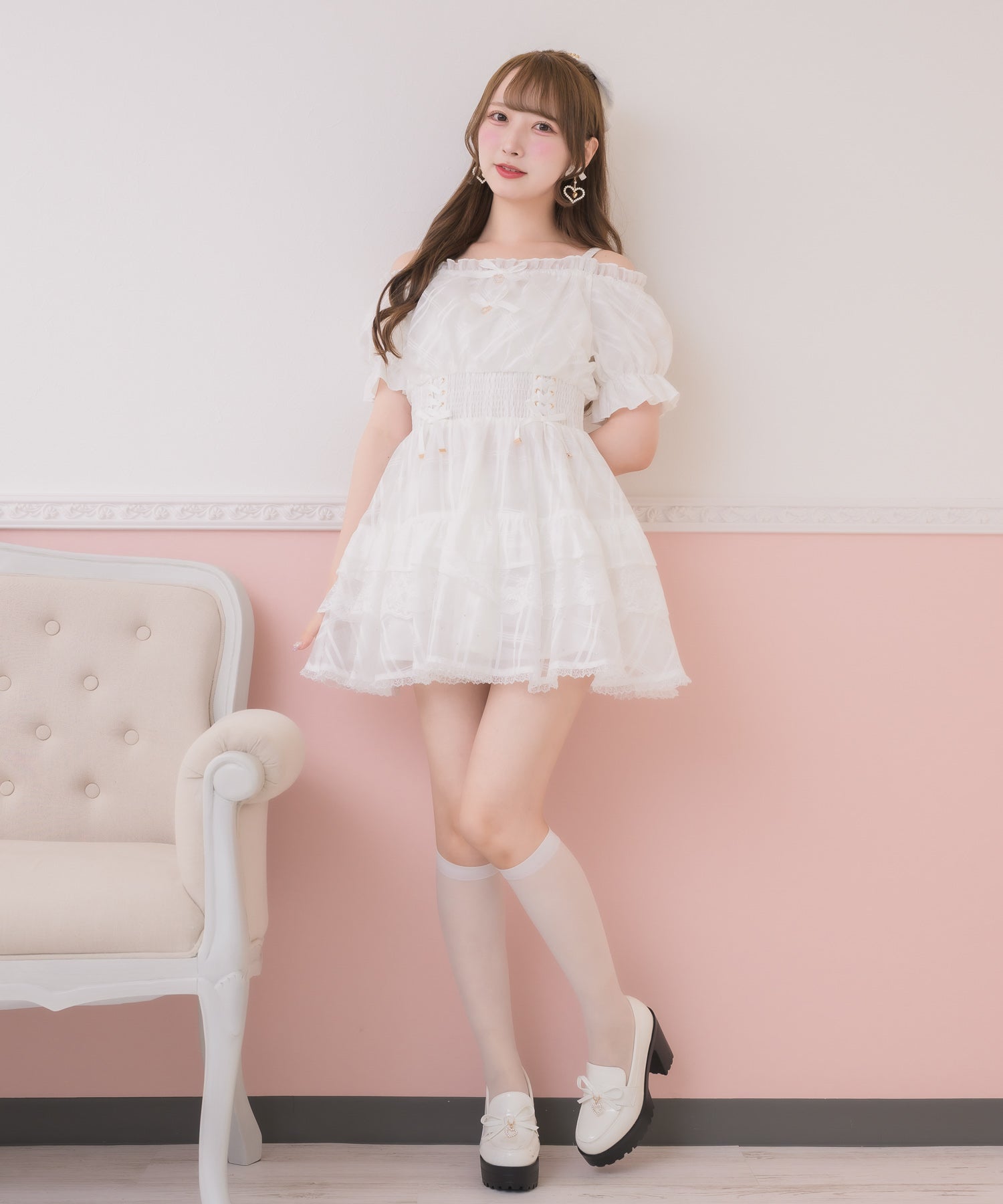 シアーチェックオフショルミニワンピース | Rlab store
