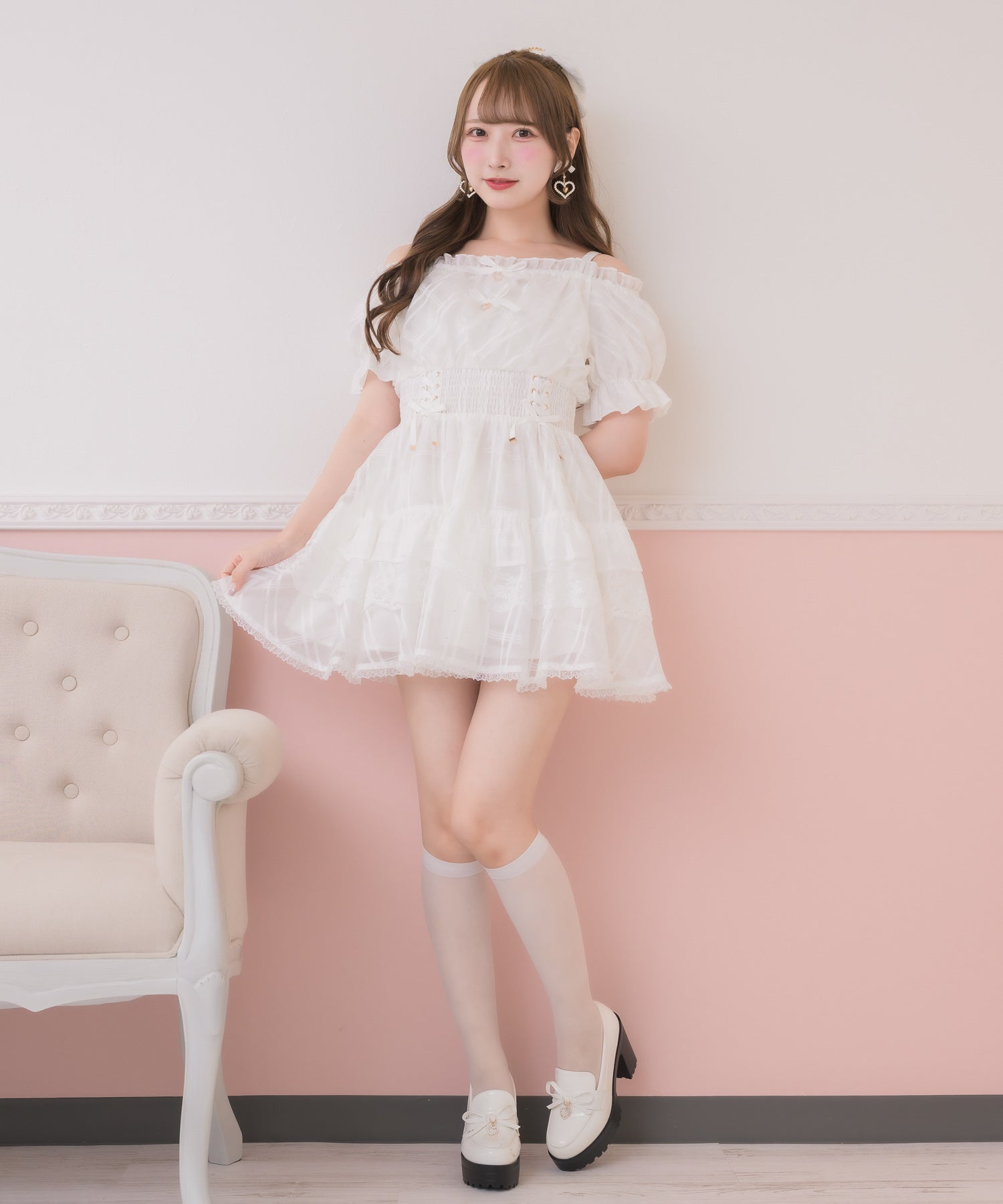 シアーチェックオフショルミニワンピース | Rlab store