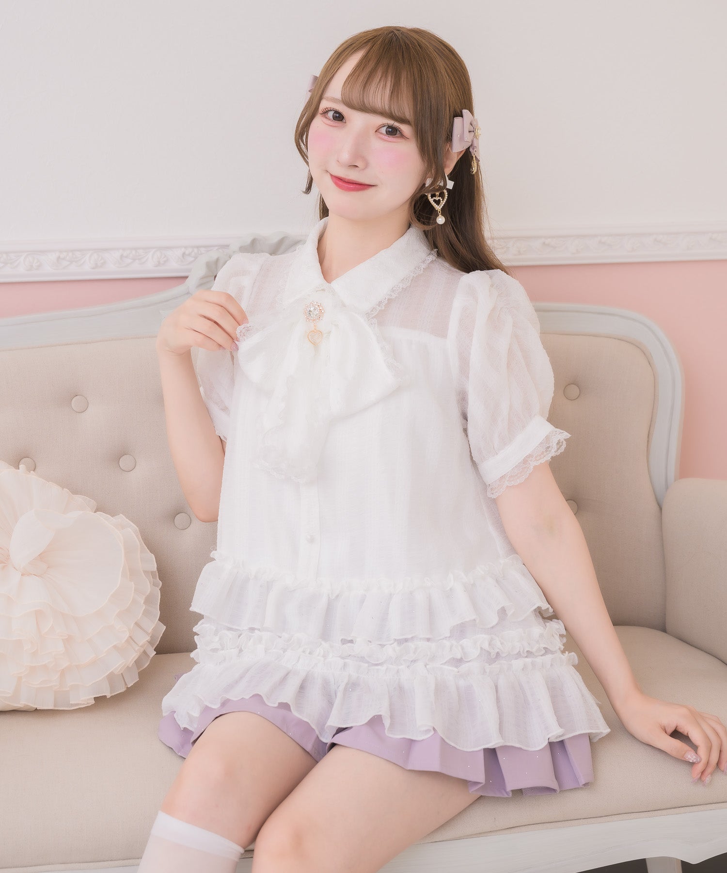 ボリュームフリルボウタイチュニック | Rlab store