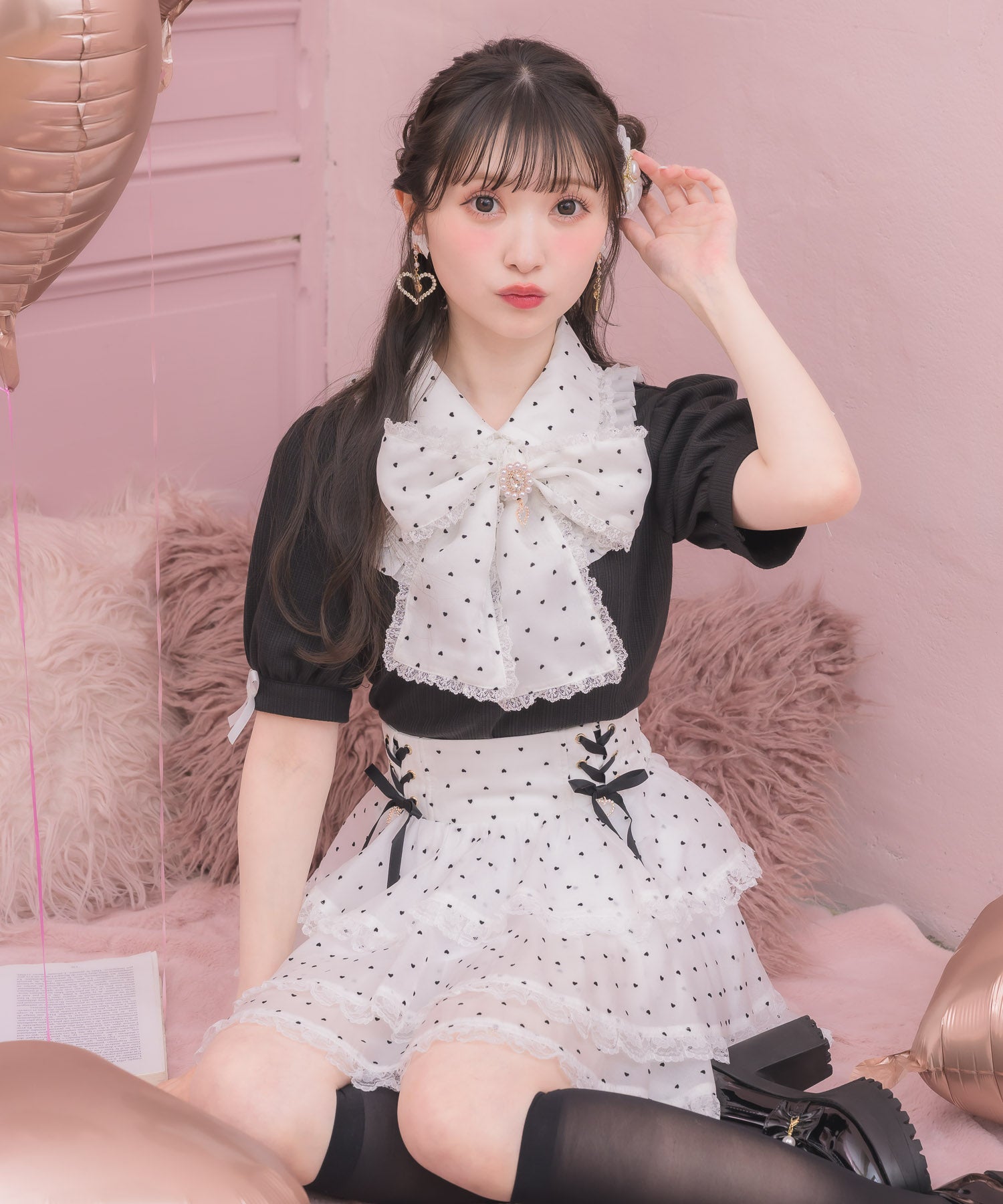 予約限定|SHOPPER PRESENT》ボウタイリボンドッキングトップス | Rlab