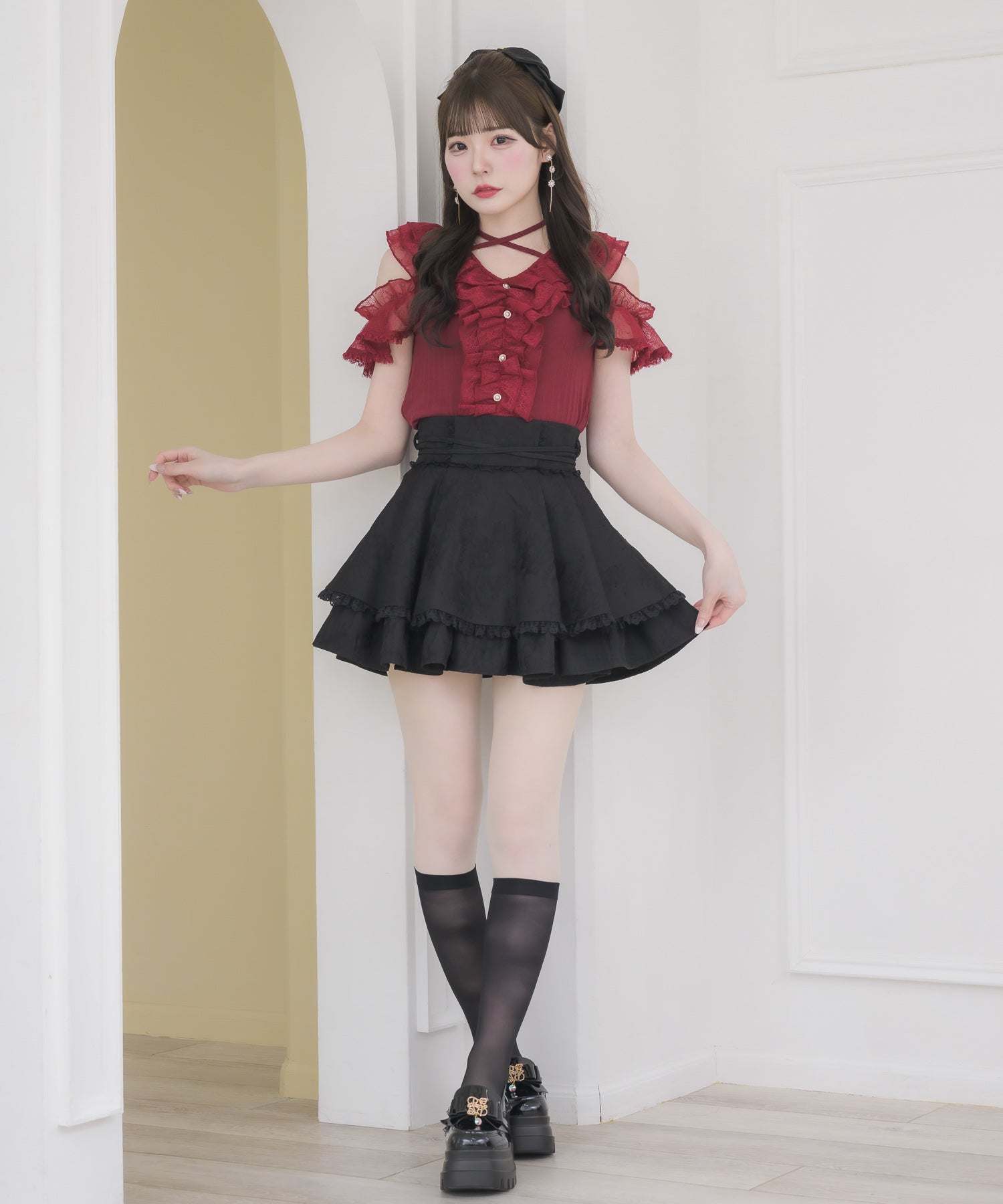 レースフリルオフショルトップス | Rlab store