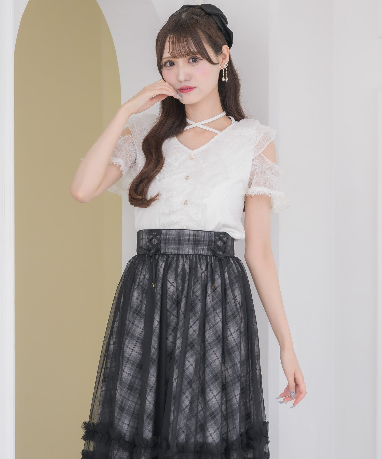 レースフリルオフショルトップス | Rlab store
