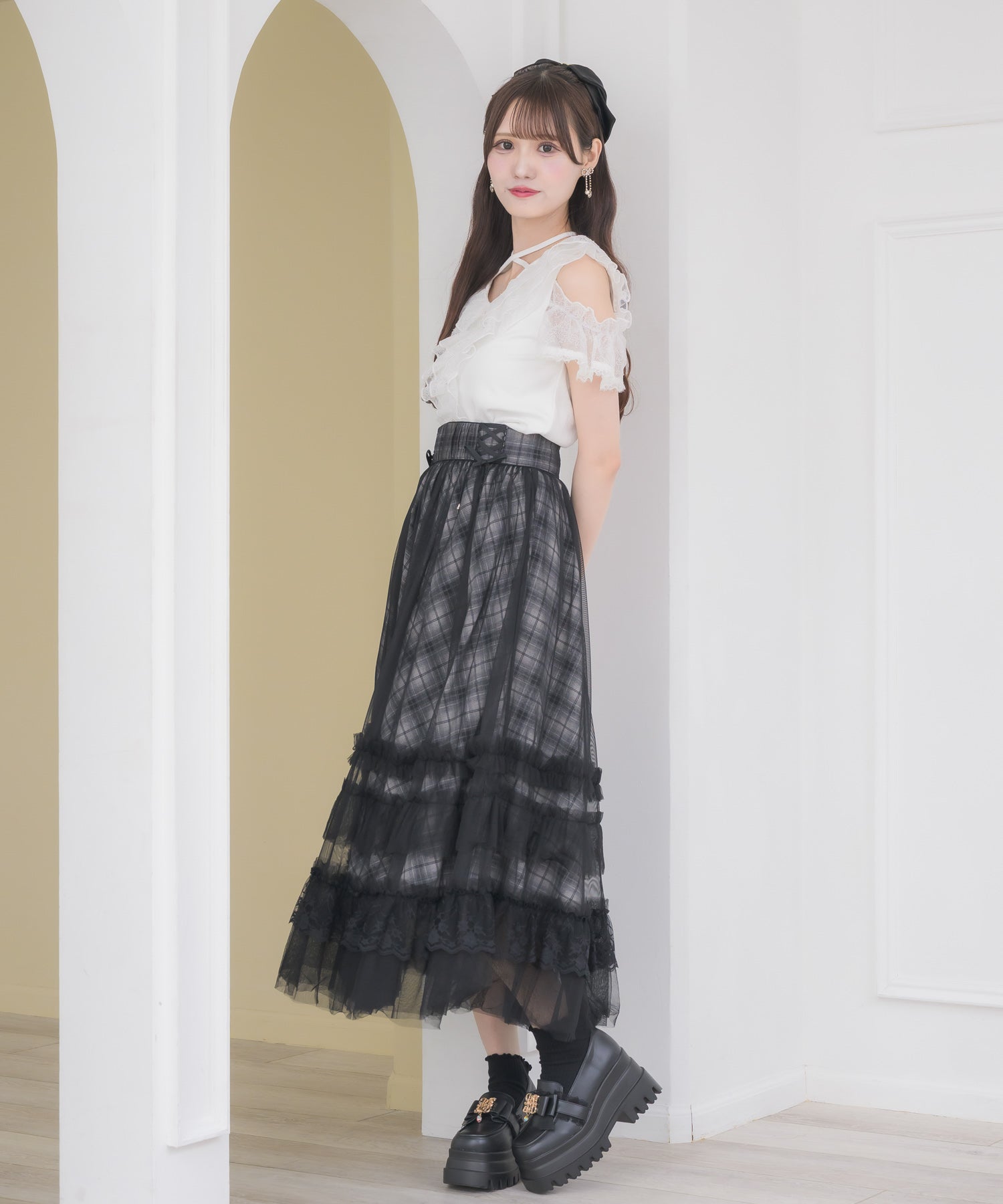 レースフリルオフショルトップス | Rlab store