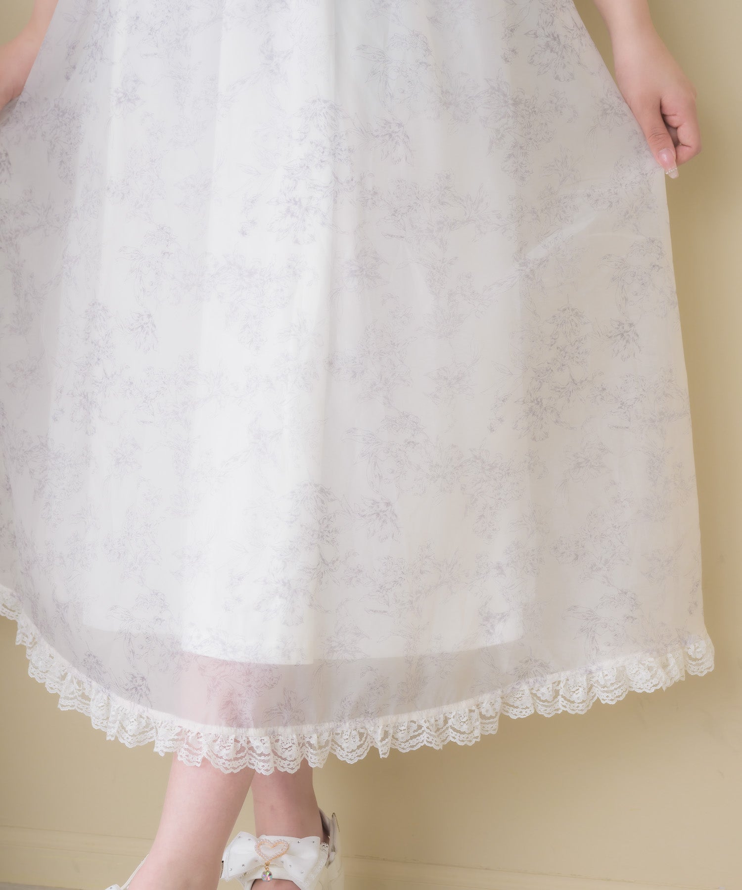肩開きリボン花柄ロングワンピース | Rlab store