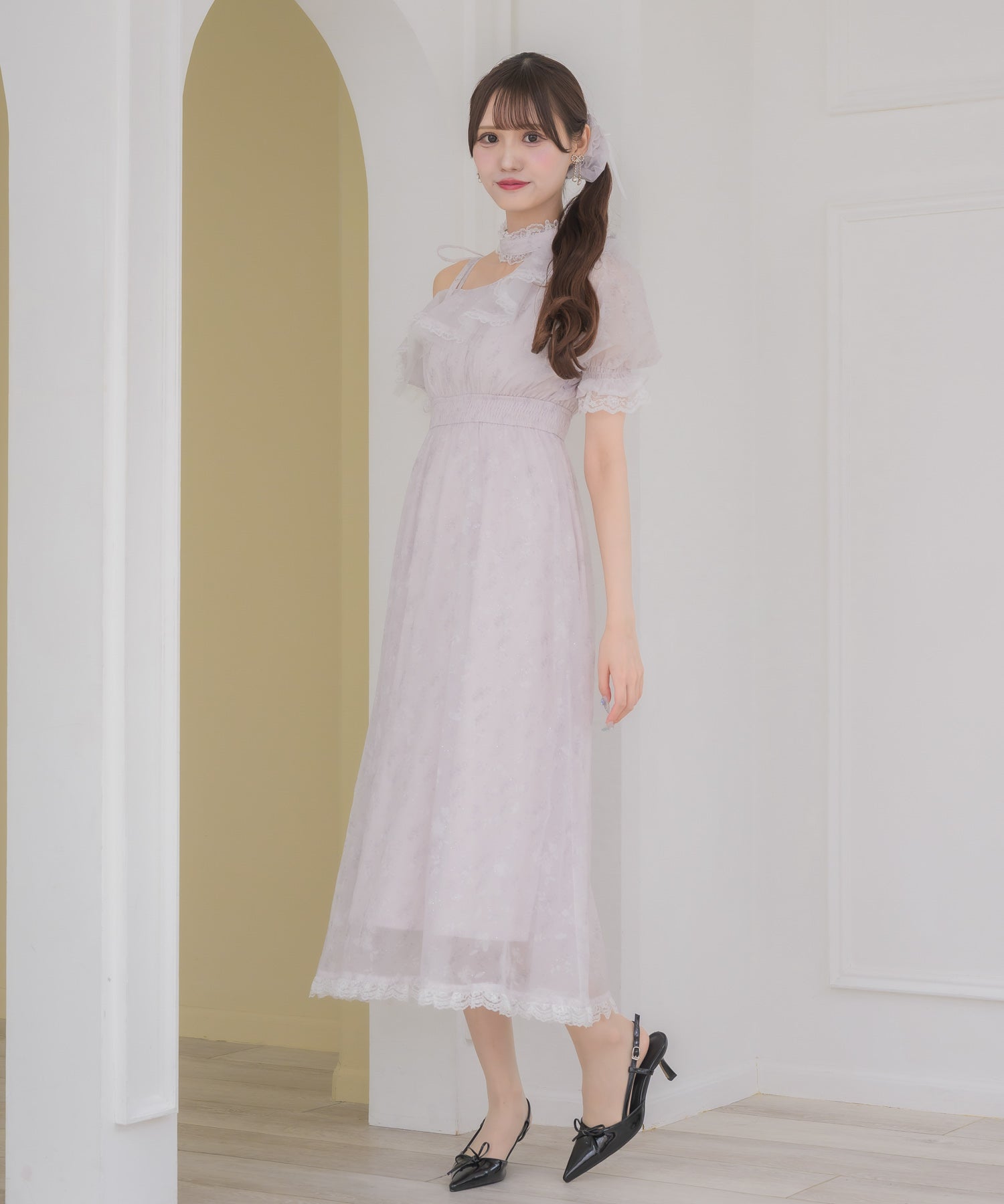 ワンショル花柄ロングワンピース | Rlab store