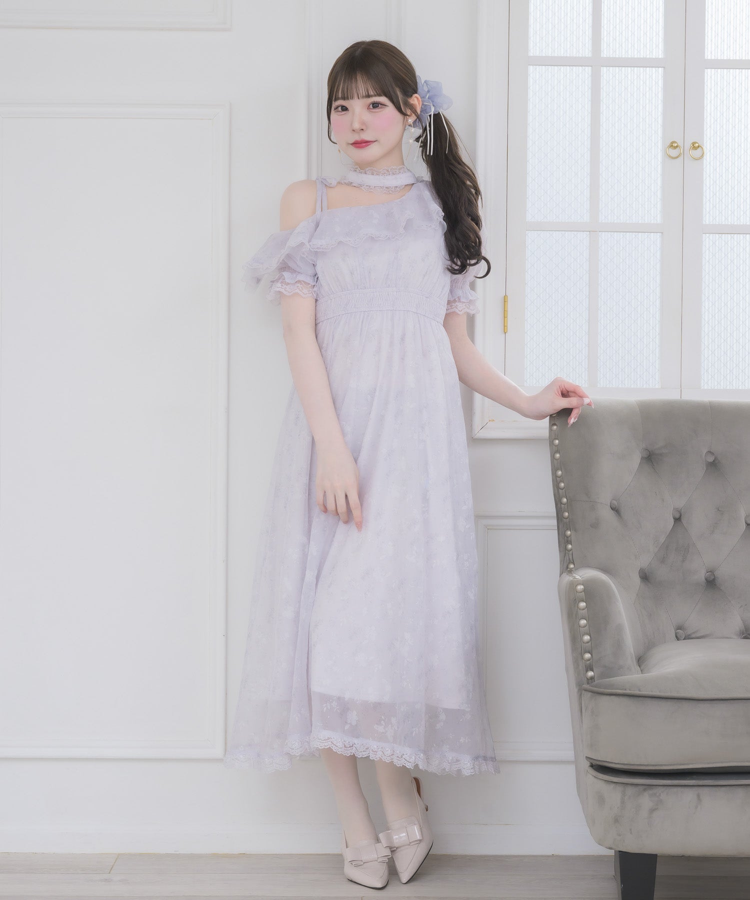ワンショル花柄ロングワンピース | Rlab store