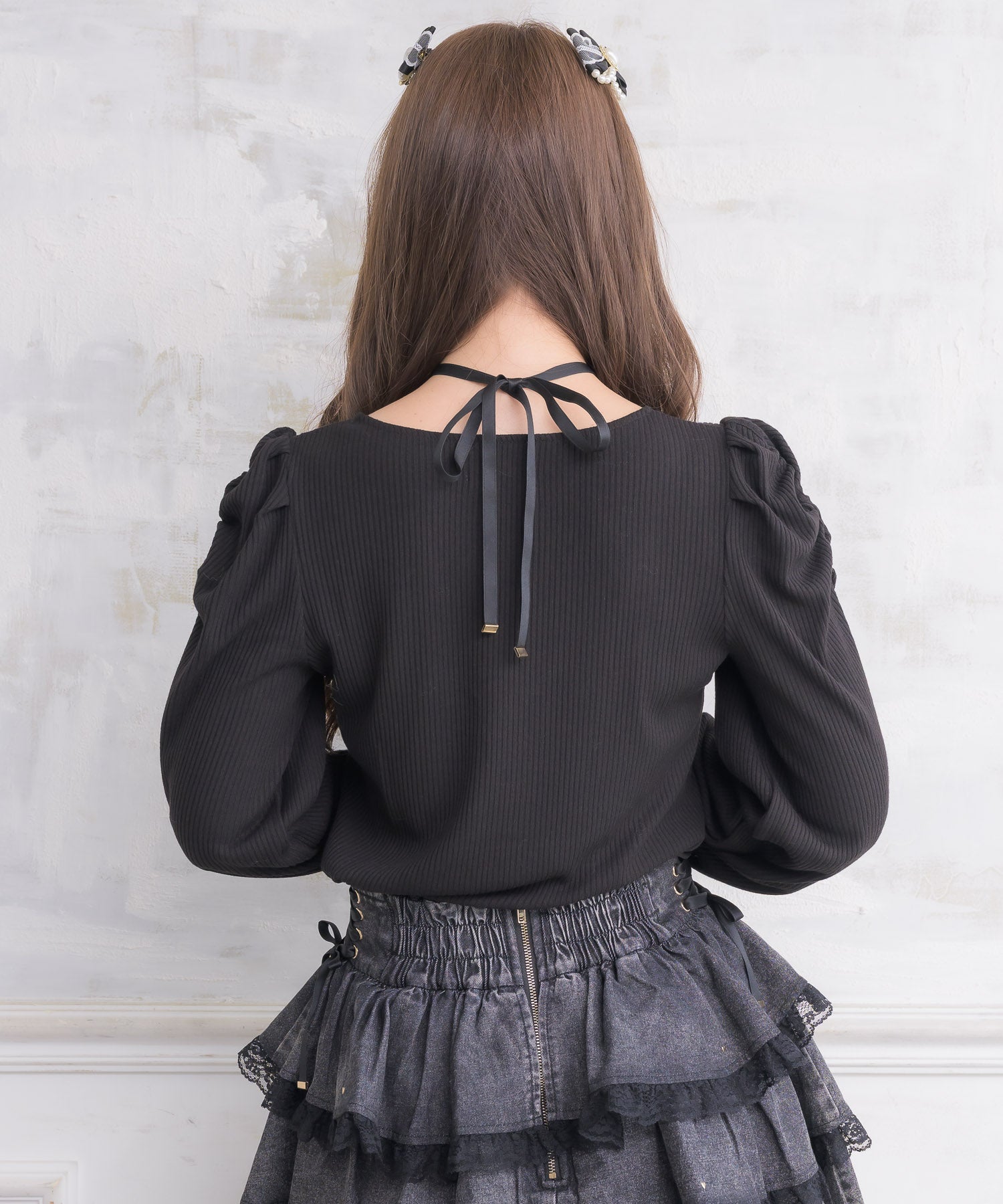 クロスリボンヨーク切替長袖トップス | Rlab store