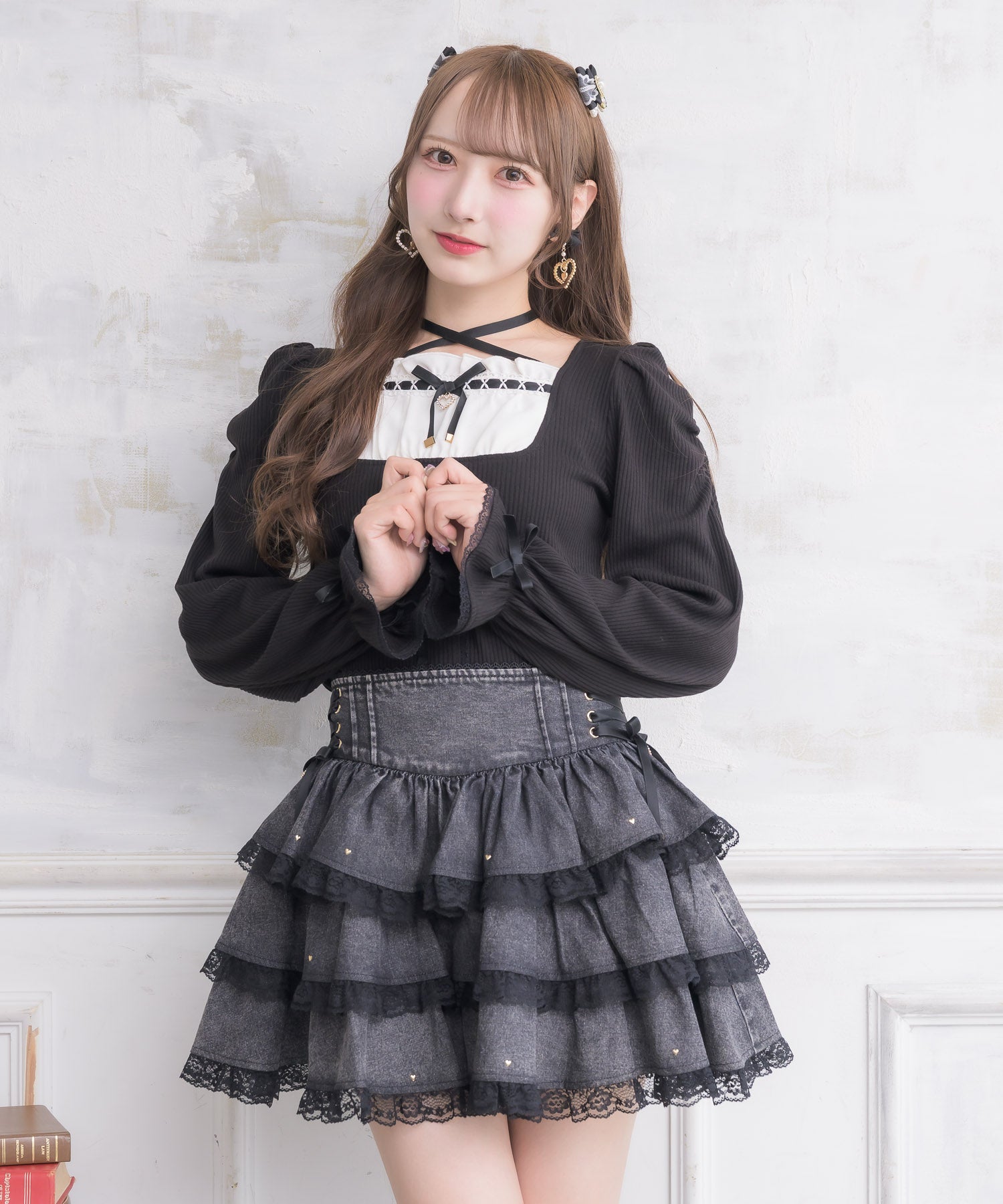 クロスリボンヨーク切替長袖トップス | Rlab store