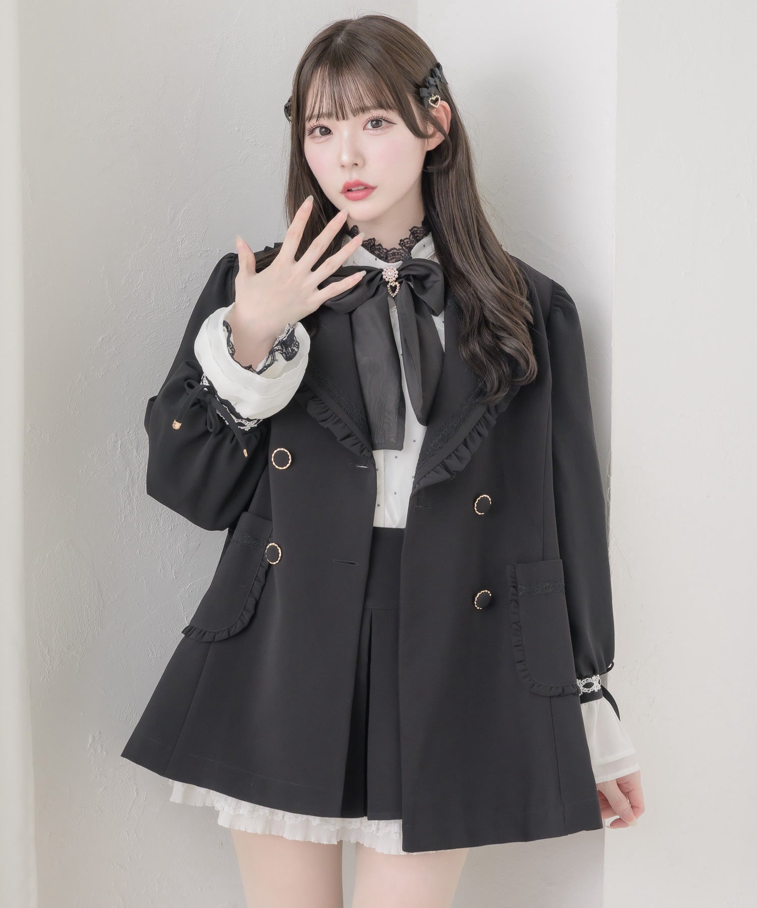 ayane ブラック テーラードジャケット ダブルボタン ダブルボタンテーラードジャケット | Rlab store