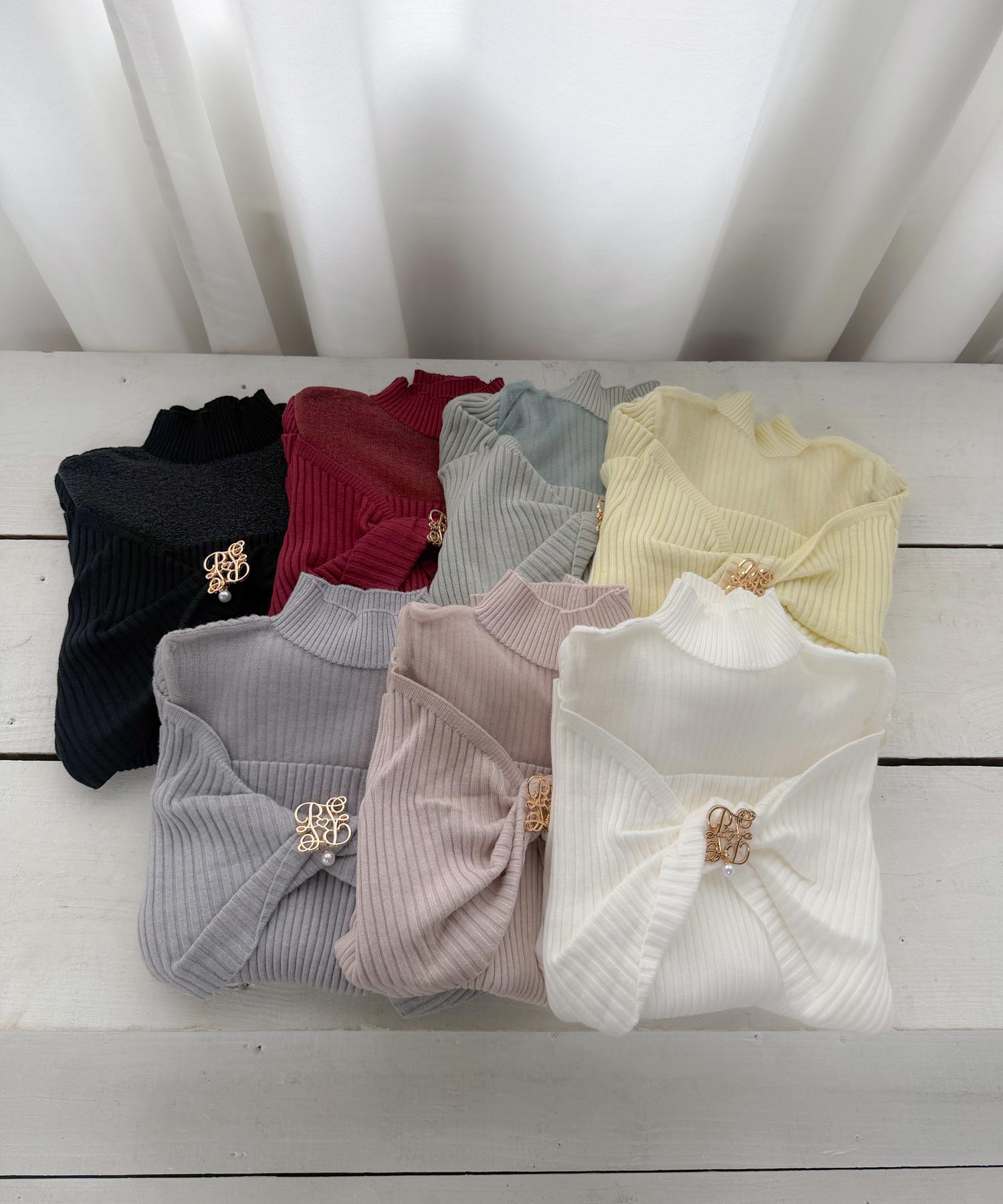 シアーデコルテツイストリボンニット | Rlab store
