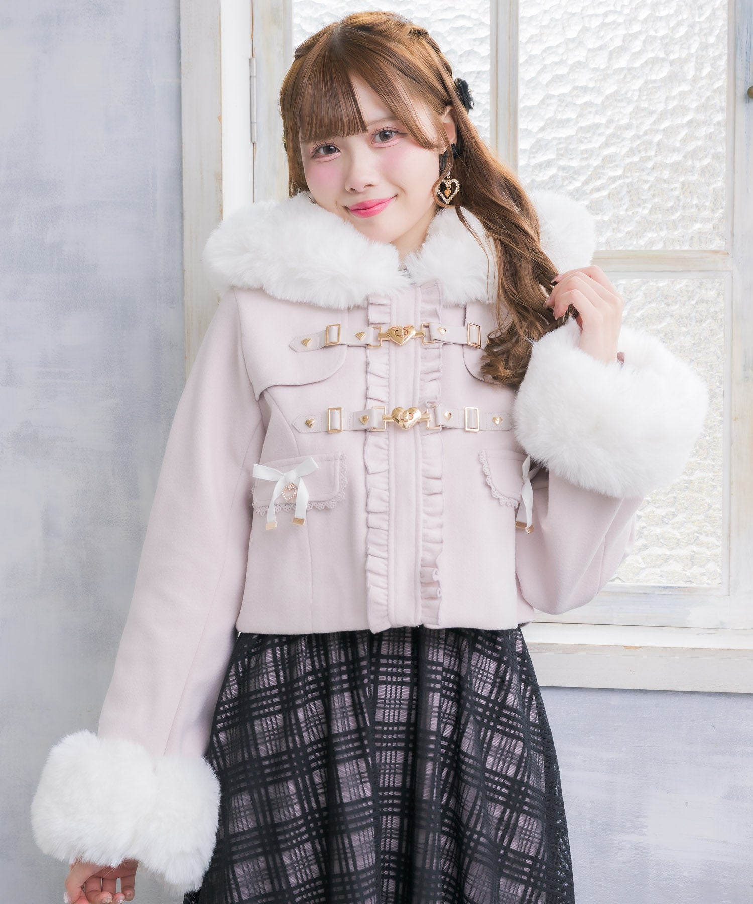 ほぼ未使用♡ 23区　ダッフルコート　裏チェック柄　グレー両サイドポケット付き♡ ショートダッフルコート | Rlab store