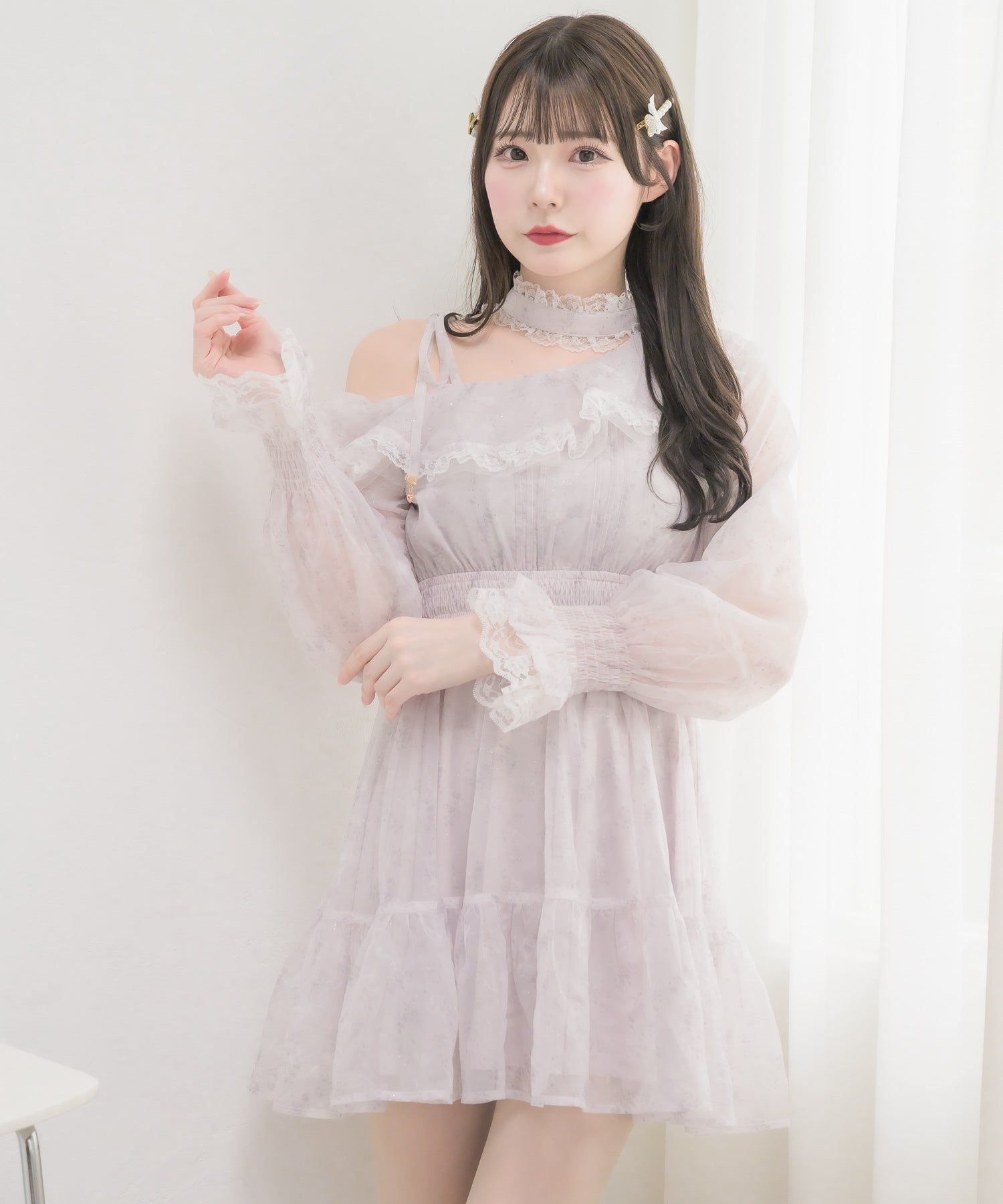 ワンショル花柄ミニ丈ワンピース | Rlab store