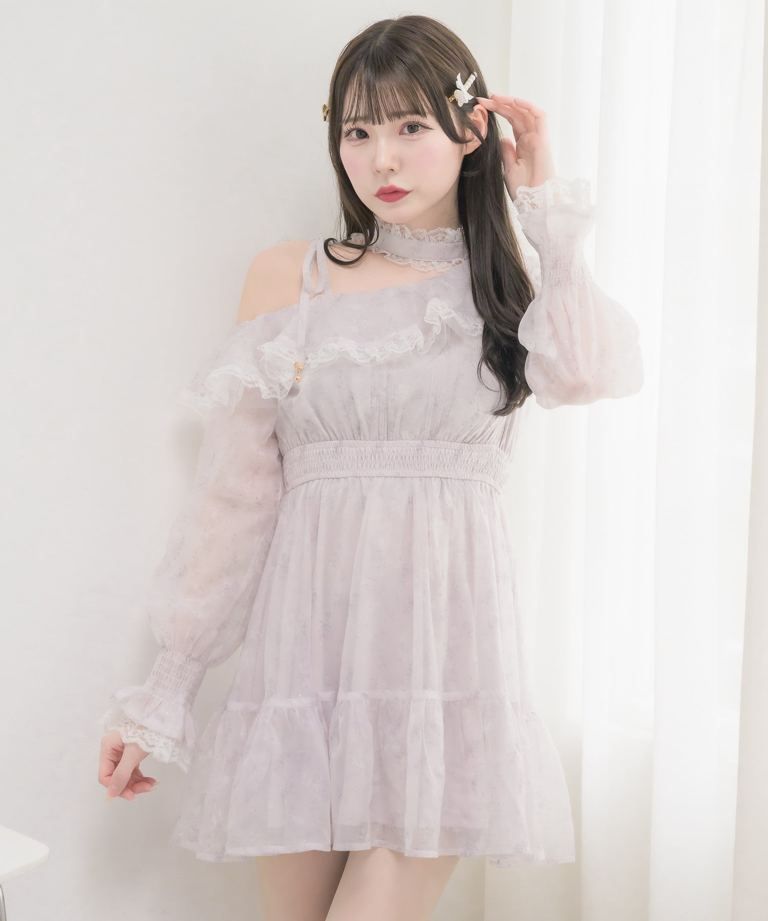 ワンショル花柄ミニ丈ワンピース | Rlab store