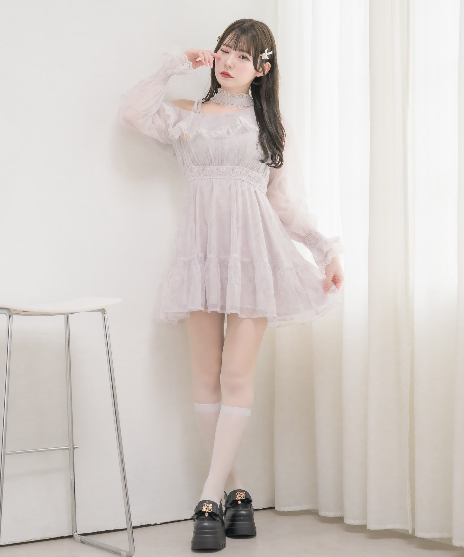 ワンショル花柄ミニ丈ワンピース | Rlab store