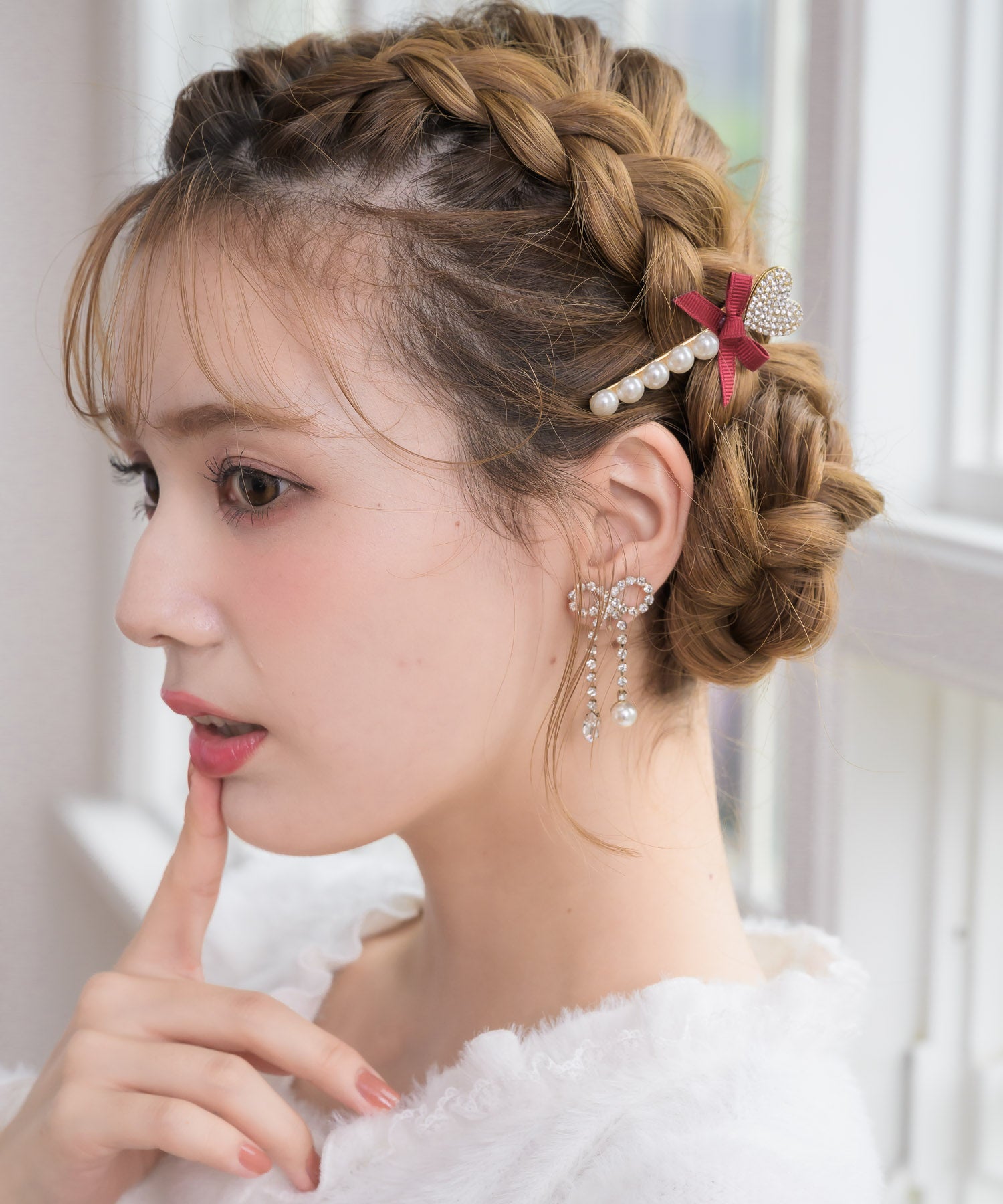 ハートリボンパールヘアクリップセット | Rlab store