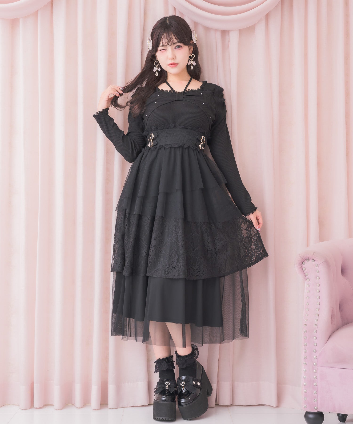 【SELF PORTRAIT】ティアードドレス ワンピース リボン パーティー リボンモチーフドッキングティアードワンピース | Rlab store