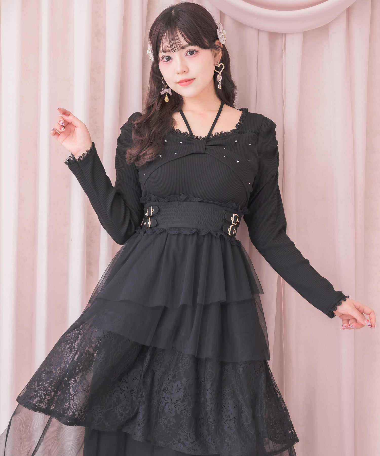 リボンモチーフドッキングティアードワンピース | Rlab store