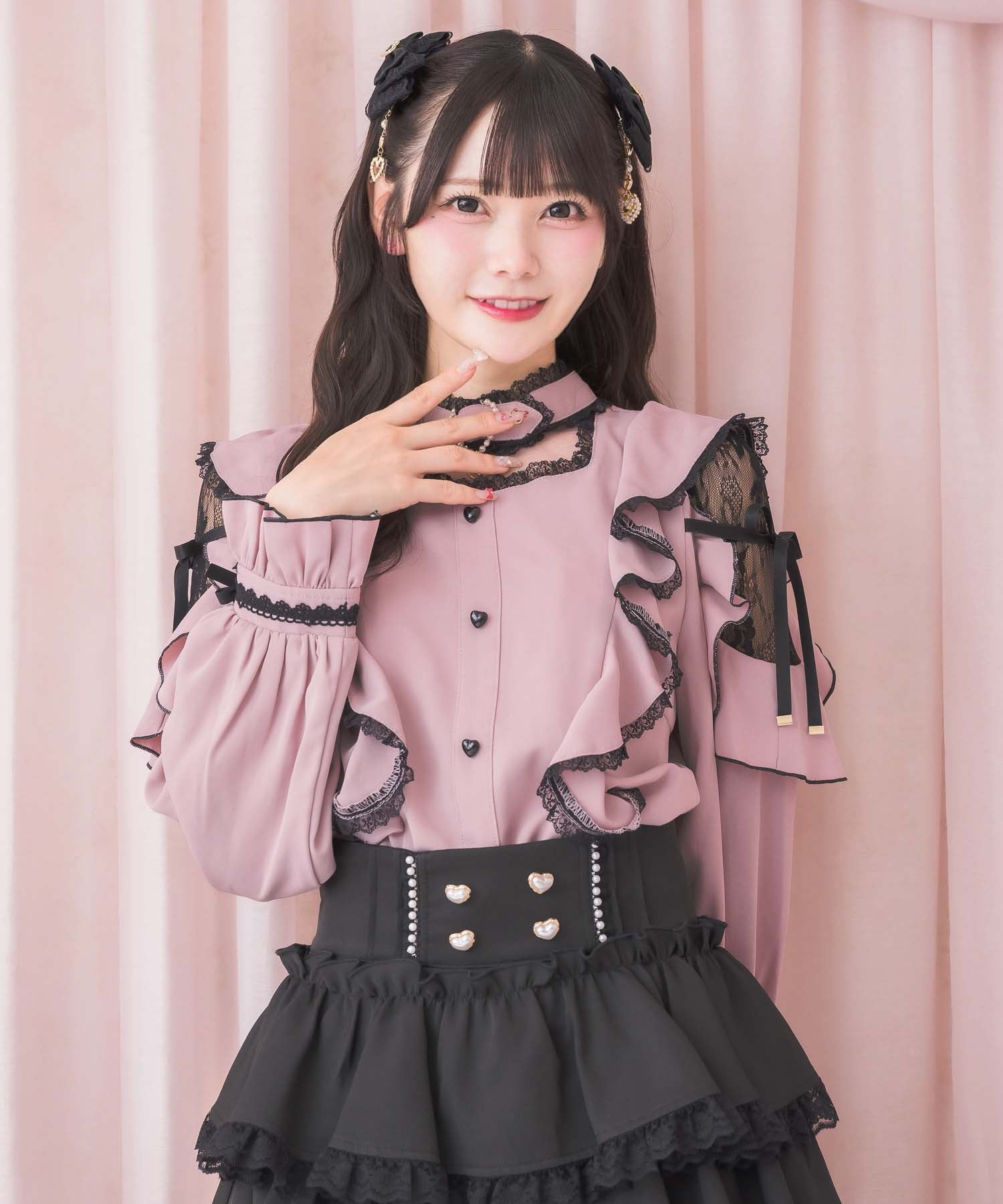 ハートバックル レース半袖ブラウス ハートバックルショルダーレースブラウス | Rlab store