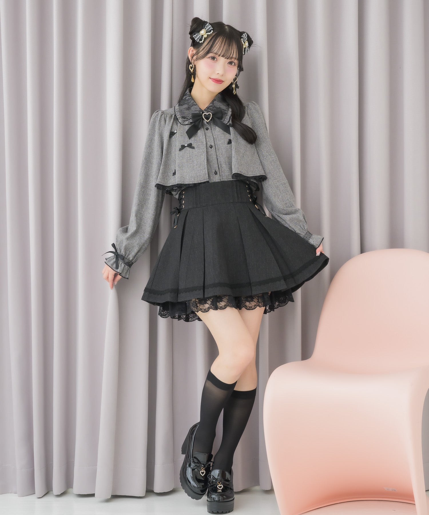 美品✨プラダ カシミヤ混 ツイードフレアプリーツスカート 厚手 ダークグレー L ツイードタックフレアスカート | Rlab store